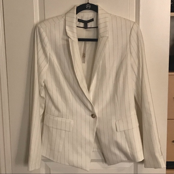 White Blazer with Small Gray Stripes - Picture 2 of 5